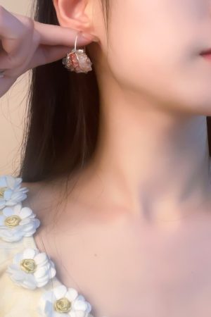 Colorful Crystal Flower Basket Earrings - Exaggerated Minimalist Asymmetrical Design, Super Shiny Ear Accessories for Women