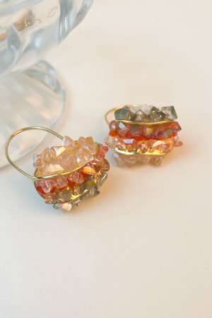 Colorful Crystal Flower Basket Earrings - Exaggerated Minimalist Asymmetrical Design, Super Shiny Ear Accessories for Women