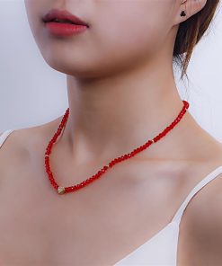 Colorful Crystal Heart Necklace for Women, Minimalist Hip-Hop Jewelry, European-American Style, Baddie Fashion Accessory