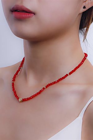 Colorful Crystal Heart Necklace for Women, Minimalist Hip-Hop Jewelry, European-American Style, Baddie Fashion Accessory