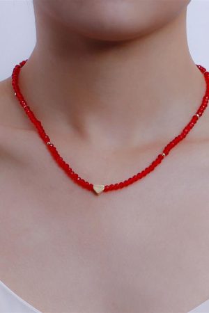 Colorful Crystal Heart Necklace for Women, Minimalist Hip-Hop Jewelry, European-American Style, Baddie Fashion Accessory