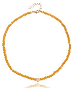 Colorful Crystal Heart Necklace for Women, Minimalist Hip-Hop Jewelry, European-American Style, Baddie Fashion Accessory