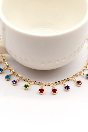 Colorful Crystal Micro-Inlaid Diamond Anklet for Women - Creative Beach Personality Foot Jewelry - Versatile European American Style