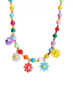 Colorful Daisy Necklace for Women - Contrast Color Collarbone Chain, Summer Vacation Style, Sweet Niche Design, Trendy Accessories