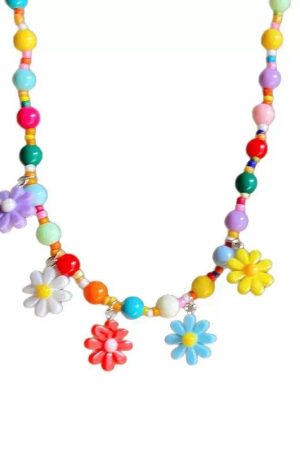 Colorful Daisy Necklace for Women - Contrast Color Collarbone Chain, Summer Vacation Style, Sweet Niche Design, Trendy Accessories