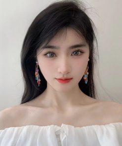 Colorful Dopamine Brooch Earrings for Women, Star Tassel Design, No Ear Holes, Unique Incense Plate Ear Clips, Niche Personality Style