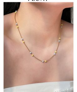 Colorful Drip Glaze Bead Splicing Necklace - Minimalist Layered Clavicle Chain in Yellow and Purple for Versatile Styling