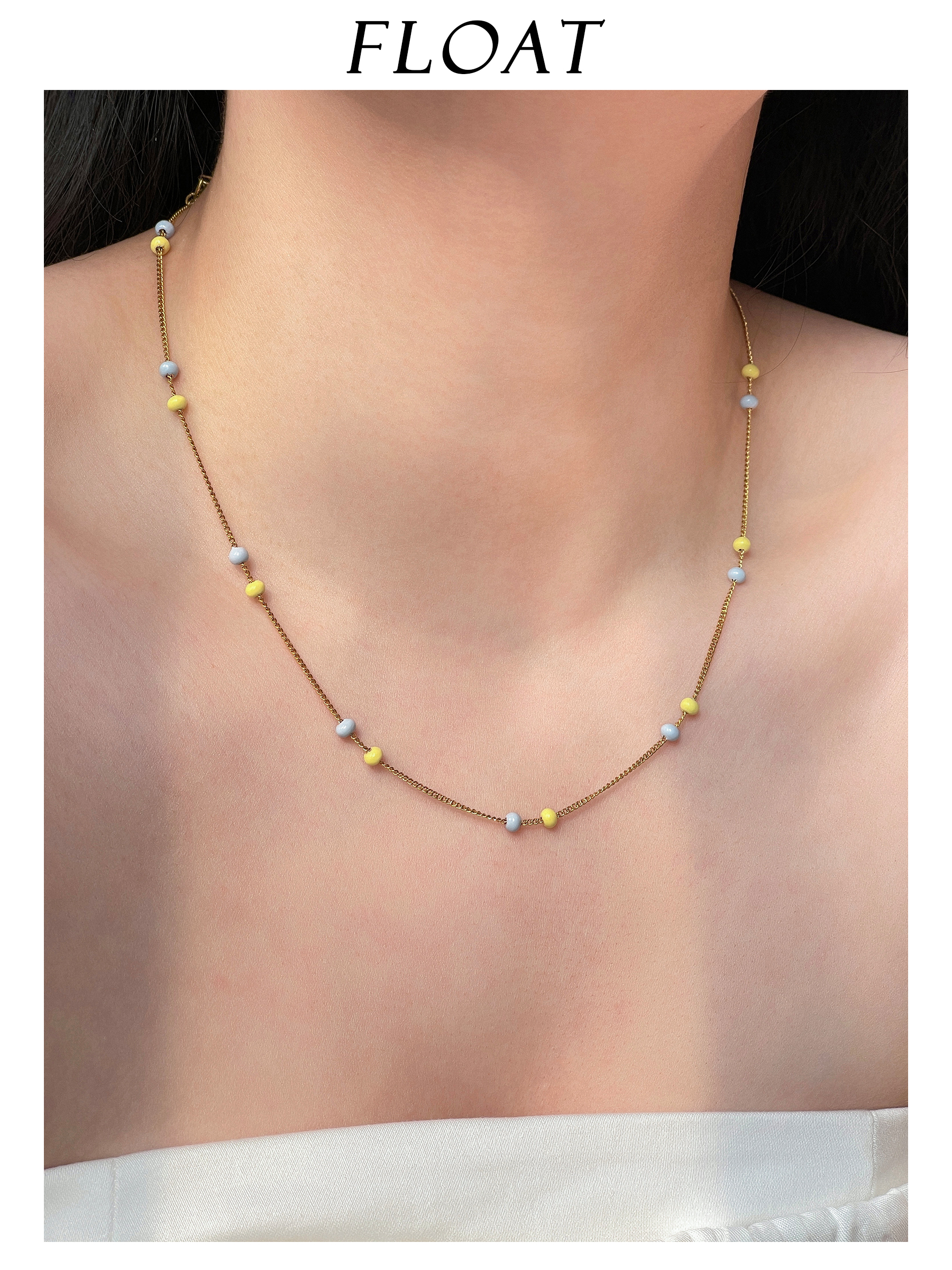 Colorful Drip Glaze Bead Splicing Necklace - Minimalist Layered Clavicle Chain in Yellow and Purple for Versatile Styling Colorful Drip Glaze Bead Splicing Necklace - Minimalist Layered Clavicle Chain in Yellow and Purple for Versatile Styling