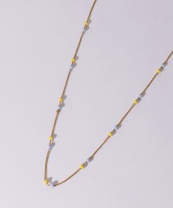 Colorful Drip Glaze Bead Splicing Necklace - Minimalist Layered Clavicle Chain in Yellow and Purple for Versatile Styling