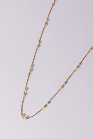 Colorful Drip Glaze Bead Splicing Necklace - Minimalist Layered Clavicle Chain in Yellow and Purple for Versatile Styling