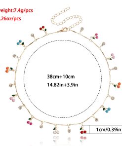 Colorful Drip Oil Cherry Zircon Pendant Necklace for Women - Trendy European and American Jewelry Accessories