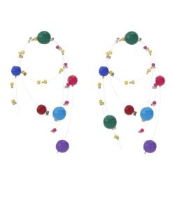 Colorful Fireworks Beaded Ear Clips - Long Contrast Color Earrings for Fun Personality - Trendy 2025 Statement Jewelry