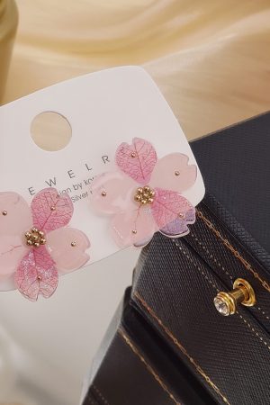 Colorful Floral Stud Earrings for Women - 925 Silver Pin, Korean Style Dongdaemun Design, Perfect for Summer Fashion