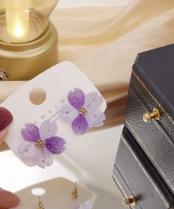 Colorful Floral Stud Earrings for Women - 925 Silver Pin, Korean Style Dongdaemun Design, Perfect for Summer Fashion