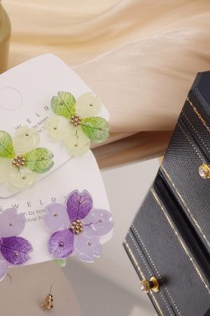 Colorful Floral Stud Earrings for Women - 925 Silver Pin, Korean Style Dongdaemun Design, Perfect for Summer Fashion