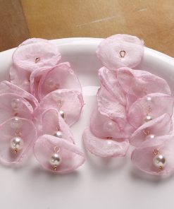 Colorful Floral Tassel Earrings for Girls - Long Romantic Crystal Cluster Ear Clips, Pastoral Vacation Style Jewelry