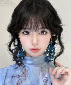 Colorful Floral Tassel Earrings for Girls - Long Romantic Crystal Cluster Ear Clips, Pastoral Vacation Style Jewelry