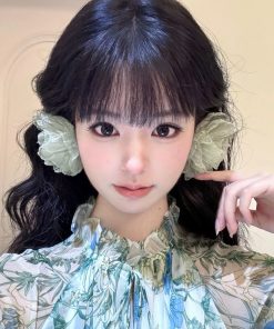 Colorful Floral Tassel Earrings for Girls - Long Romantic Crystal Cluster Ear Clips, Pastoral Vacation Style Jewelry