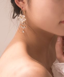 Colorful Floral Tassel Earrings for Women, Crystal Inlaid Water Drop Design, Niche Round Ear Clips, Trendy Statement Jewelry