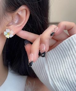 Colorful Flower Stud Earrings in 925 Silver - Exquisite Minimalist Design, Versatile Ear Accessories for Everyday Style