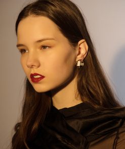 Colorful Geometric Patchwork Antique Style Round Clip-On Earrings - Elegant Retro Floating Enamel Design