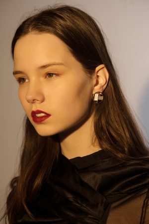 Colorful Geometric Patchwork Antique Style Round Clip-On Earrings - Elegant Retro Floating Enamel Design