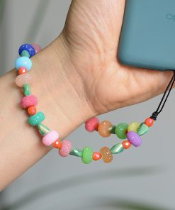 Colorful Gummy Jelly Bead Crystal Phone Strap Lanyard - Sparkling Anti-Drop Wrist Chain Accessory for Vibrant Style