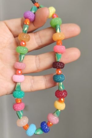 Colorful Gummy Jelly Bead Crystal Phone Strap Lanyard - Sparkling Anti-Drop Wrist Chain Accessory for Vibrant Style