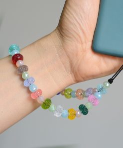 Colorful Gummy Jelly Bead Crystal Phone Strap Lanyard - Sparkling Anti-Drop Wrist Chain Accessory for Vibrant Style