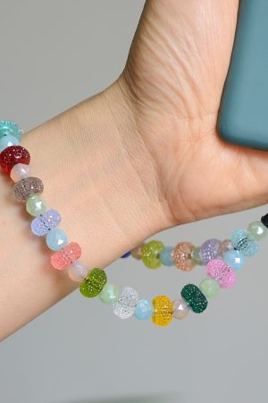 Colorful Gummy Jelly Bead Crystal Phone Strap Lanyard - Sparkling Anti-Drop Wrist Chain Accessory for Vibrant Style