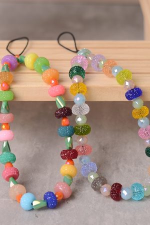 Colorful Gummy Jelly Bead Crystal Phone Strap Lanyard - Sparkling Anti-Drop Wrist Chain Accessory for Vibrant Style