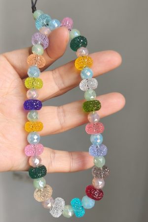 Colorful Gummy Jelly Bead Crystal Phone Strap Lanyard - Sparkling Anti-Drop Wrist Chain Accessory for Vibrant Style