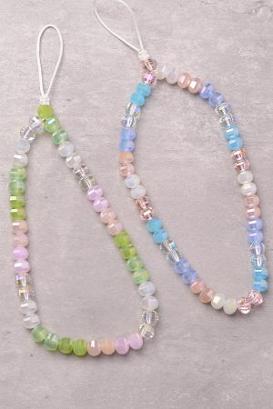 Colorful Handmade Ultra-Shiny Crystal Bead Phone Chain Wrist Strap Keychain Bag Pendant - High-End Fashion Accessory