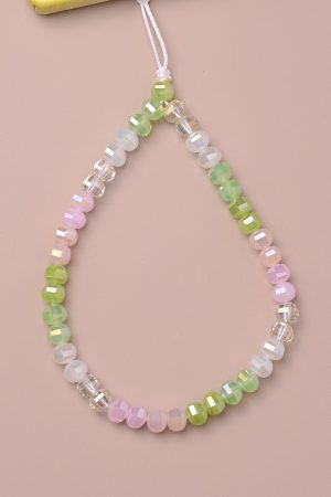 Colorful Handmade Ultra-Shiny Crystal Bead Phone Chain Wrist Strap Keychain Bag Pendant - High-End Fashion Accessory