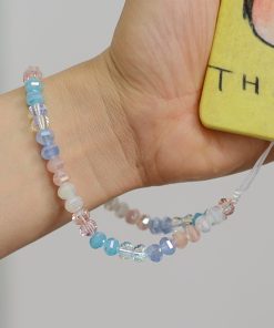 Colorful Handmade Ultra-Shiny Crystal Bead Phone Chain Wrist Strap Keychain Bag Pendant - High-End Fashion Accessory