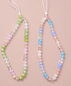 Colorful Handmade Ultra-Shiny Crystal Bead Phone Chain Wrist Strap Keychain Bag Pendant - High-End Fashion Accessory