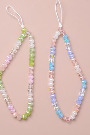 Colorful Handmade Ultra-Shiny Crystal Bead Phone Chain Wrist Strap Keychain Bag Pendant - High-End Fashion Accessory