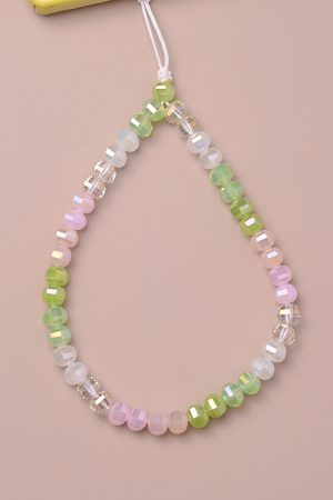Colorful Handmade Ultra-Shiny Crystal Bead Phone Chain Wrist Strap Keychain Bag Pendant - High-End Fashion Accessory