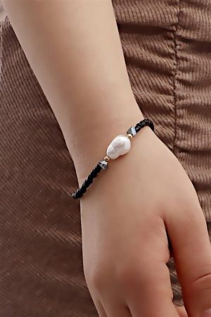 Colorful Handmade Woven Bead Bracelet for Women - Imitation Pearl Hip-Hop Style Jewelry, European and American Trend