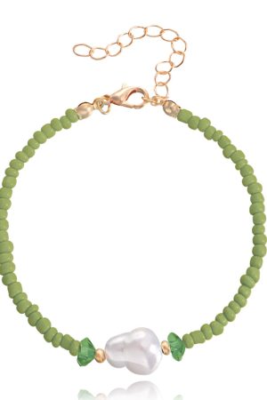 Colorful Handmade Woven Bead Bracelet for Women - Imitation Pearl Hip-Hop Style Jewelry, European and American Trend