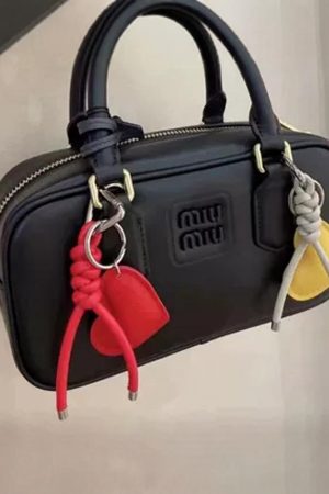 Colorful Handmade Woven Heart Keychain Pendant Bag Accessory - Korean Style, Miu Inspired Gift for Sisters