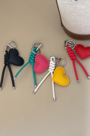 Colorful Handmade Woven Heart Keychain Pendant Bag Accessory - Korean Style, Miu Inspired Gift for Sisters
