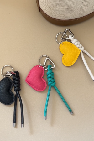 Colorful Handmade Woven Heart Keychain Pendant Bag Accessory - Korean Style, Miu Inspired Gift for Sisters