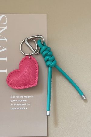 Colorful Handmade Woven Heart Keychain Pendant Bag Accessory - Korean Style, Miu Inspired Gift for Sisters