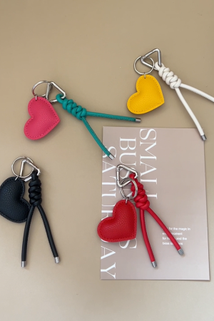 Colorful Handmade Woven Heart Keychain Pendant Bag Accessory - Korean Style, Miu Inspired Gift for Sisters