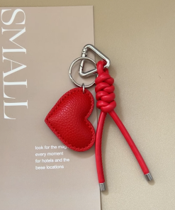 Colorful Handmade Woven Heart Keychain Pendant Bag Accessory - Korean Style, Miu Inspired Gift for Sisters