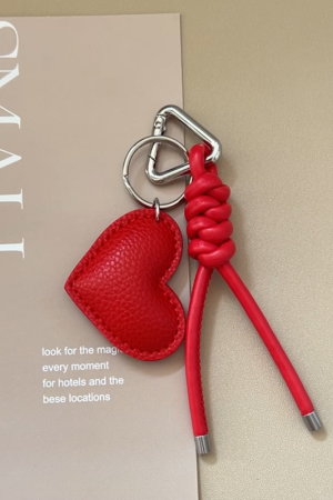 Colorful Handmade Woven Heart Keychain Pendant Bag Accessory - Korean Style, Miu Inspired Gift for Sisters