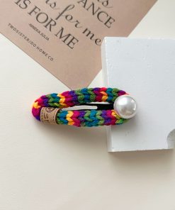 Colorful Heart Pearl Hair Clip - Minimalist Wool Side Clip, Cute BB Accessory for Autumn and Winter 2025 Fashion Trends