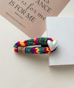 Colorful Heart Pearl Hair Clip - Minimalist Wool Side Clip, Cute BB Accessory for Autumn and Winter 2025 Fashion Trends