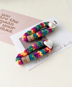 Colorful Heart Pearl Hair Clip - Minimalist Wool Side Clip, Cute BB Accessory for Autumn and Winter 2025 Fashion Trends